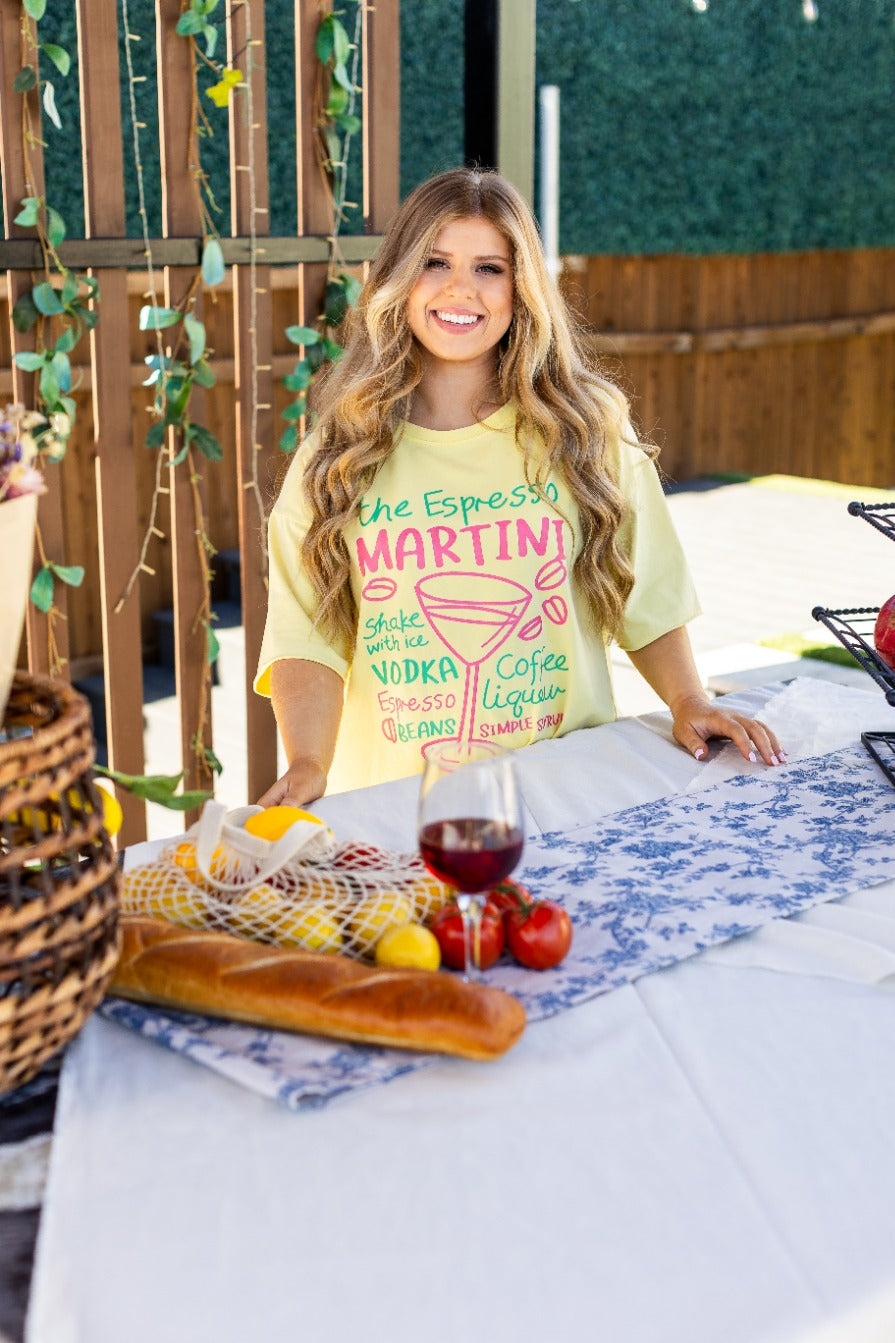 Espresso Martini On Yellow Relaxed Fit Tee