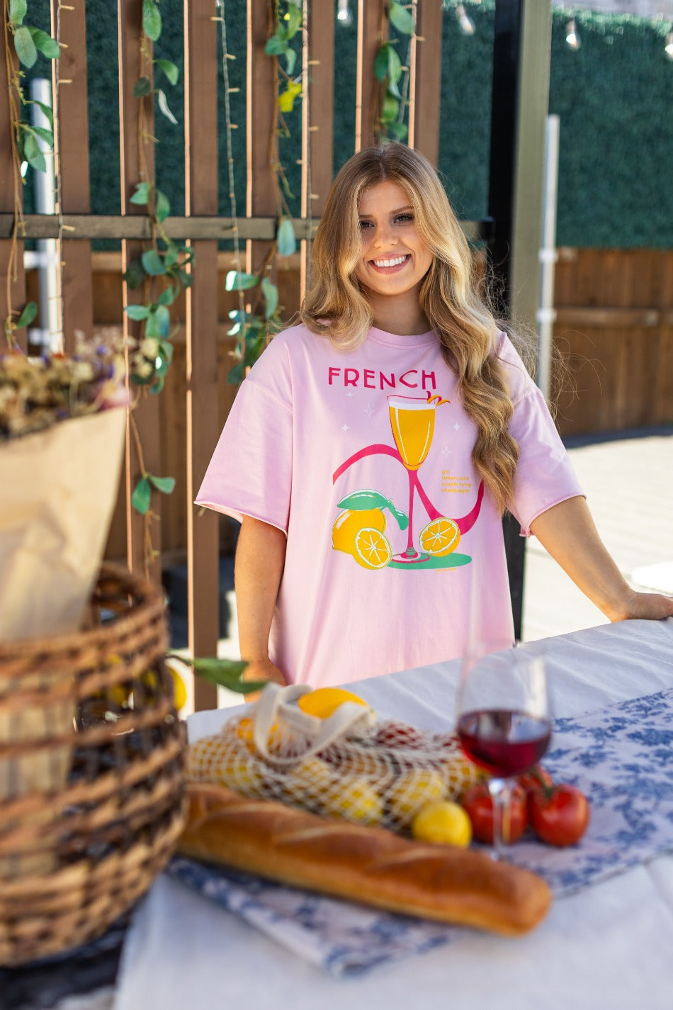 French 75 On Pink Relaxed Fit Tee