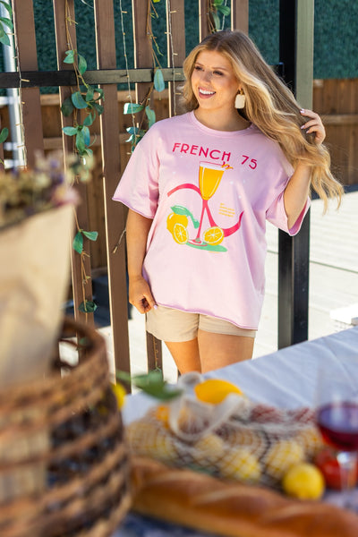 French 75 On Pink Relaxed Fit Tee