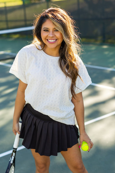 Black Pleated Skort With Pocket