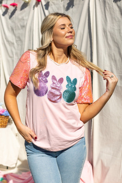 Bunny Patches on Pink Princess Top