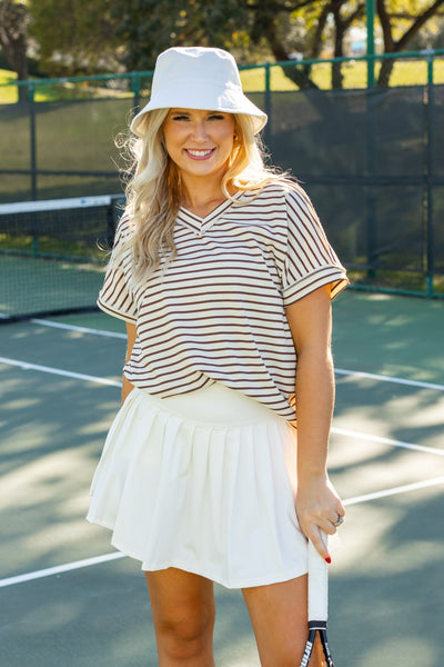 The Lucy Stripe Top, Brown