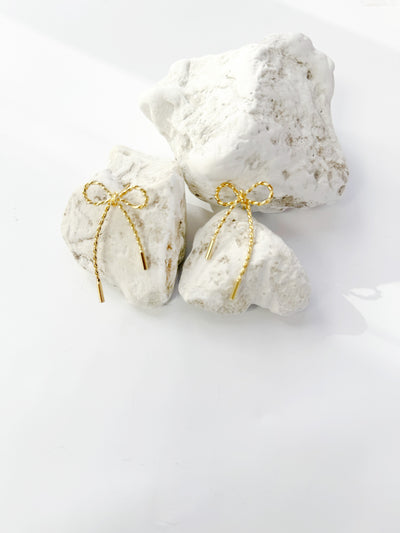 Bow Earrings, Gold