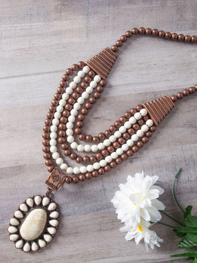 Road Trip to the South Necklace, Copper and White