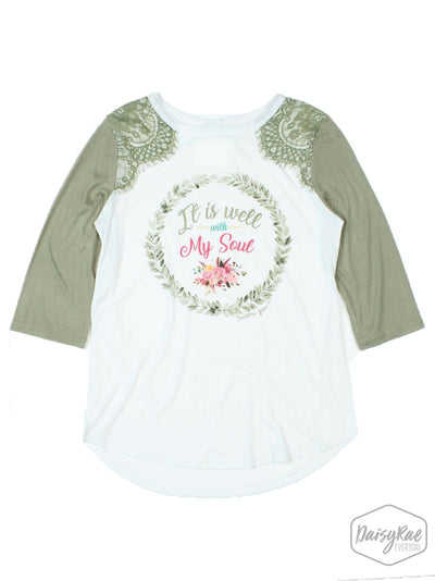 It Is Well With My Soul Raglan with Lace Accent