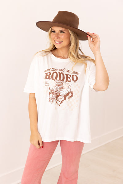 They Call Rodeo on White True Fit Tee