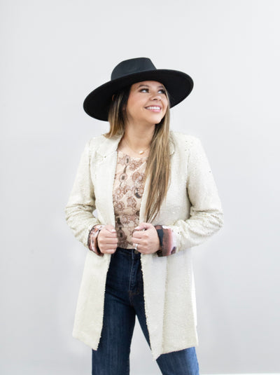 Cream Color-Shifting Sequin Blazer