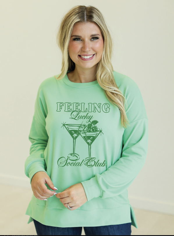 Felling Lucky Micro fleece Crewneck, Sea Foam Green