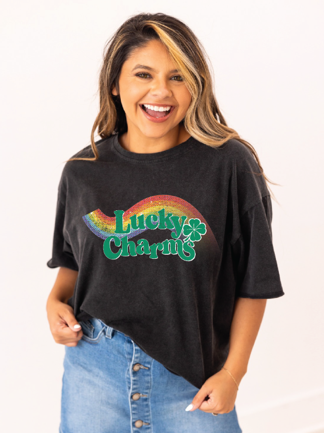 Lucky Charms on Black Tee Shirt