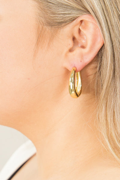 Large Oval Huggie Hoops, Gold