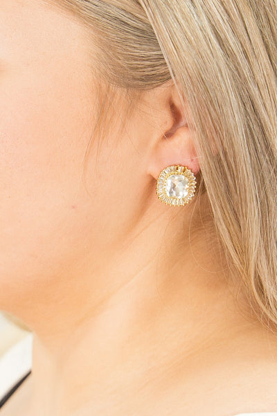 Large Rhinestone Studs, Gold