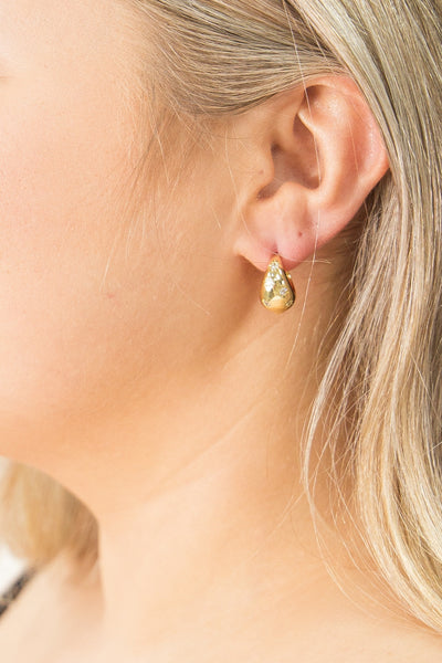 Hinged Hoops with Rhinestone Stars, Gold