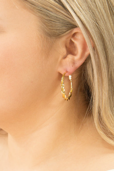 Twisted Hoop Earrings, Gold