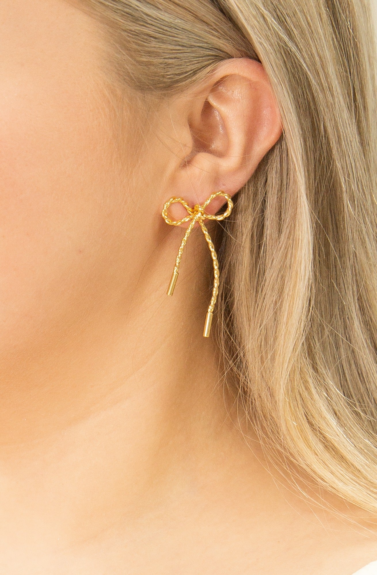 Bow Earrings, Gold