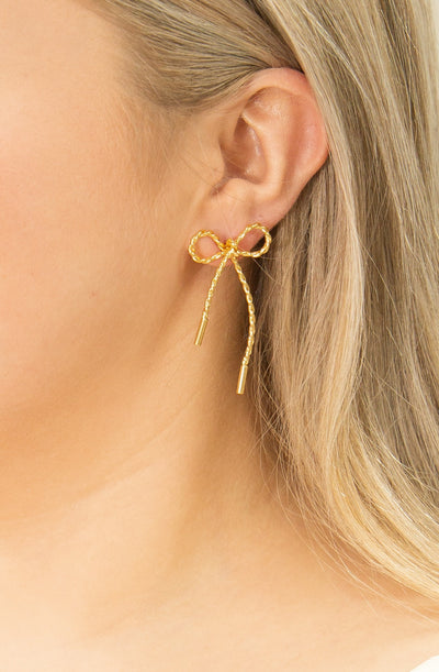 Bow Earrings, Gold