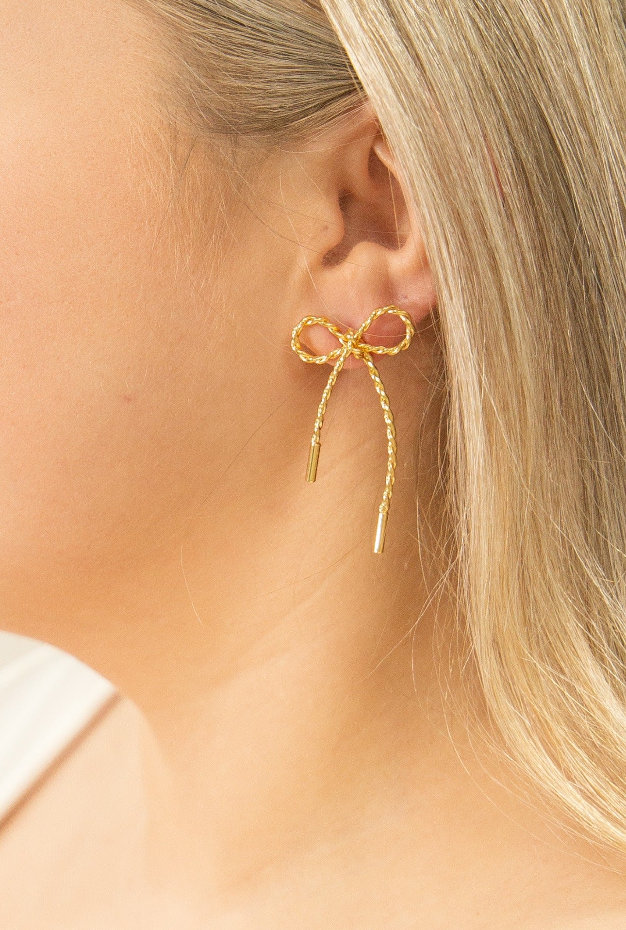 Bow Earrings, Gold