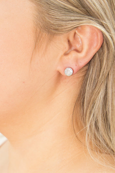 Dainty Rhinestone Studs, Silver