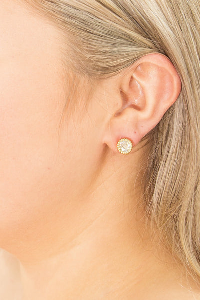 Dainty Rhinestone Studs, Gold