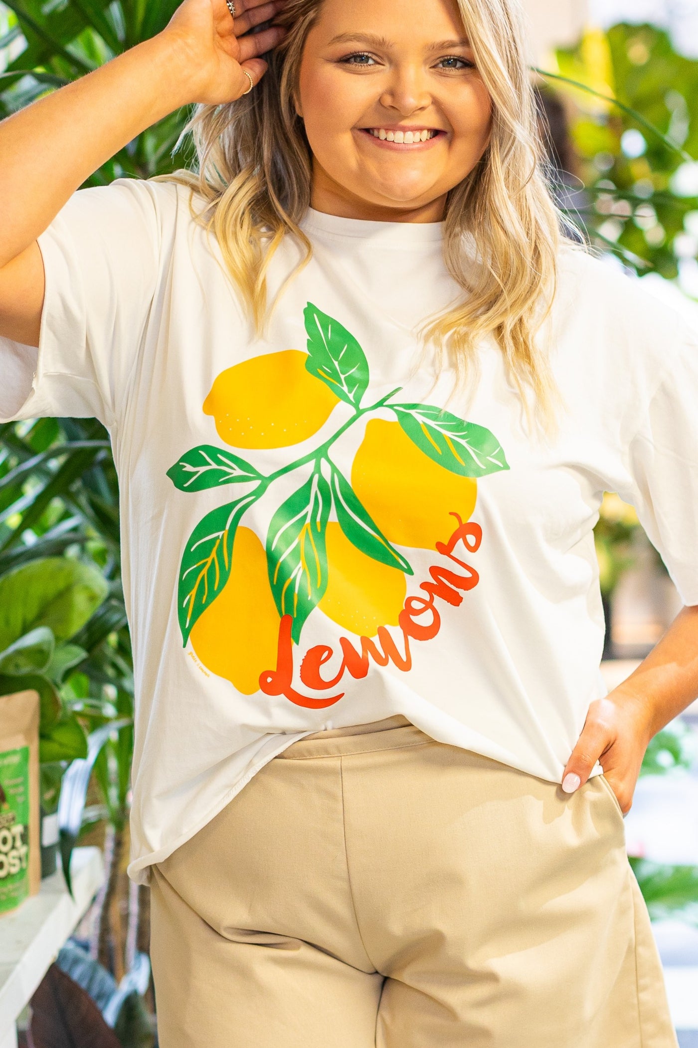 Lemons on White Tee Shirt