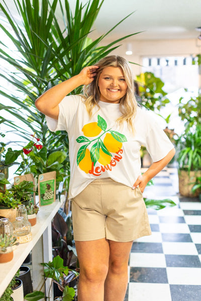 Lemons on White Tee Shirt