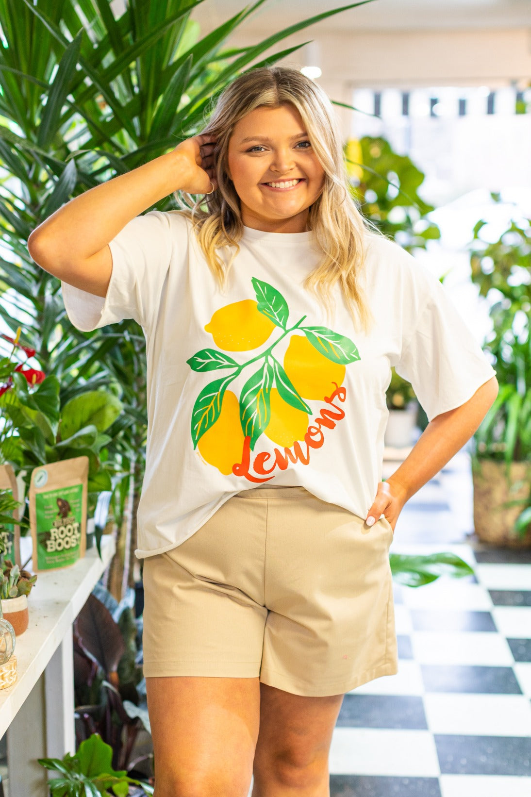 Lemons on White Tee Shirt