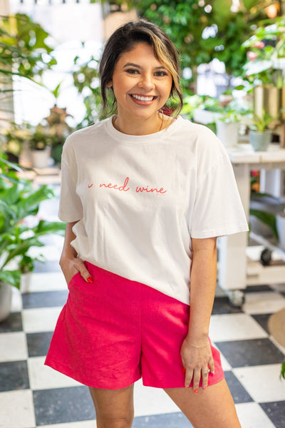 I Need Wine On White True Fit Tee