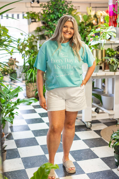 Every Day Is Sun Day On Turquoise Relaxed Fit Tee