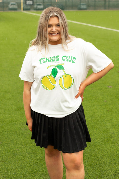 Tennis Club on White Tee Shirt