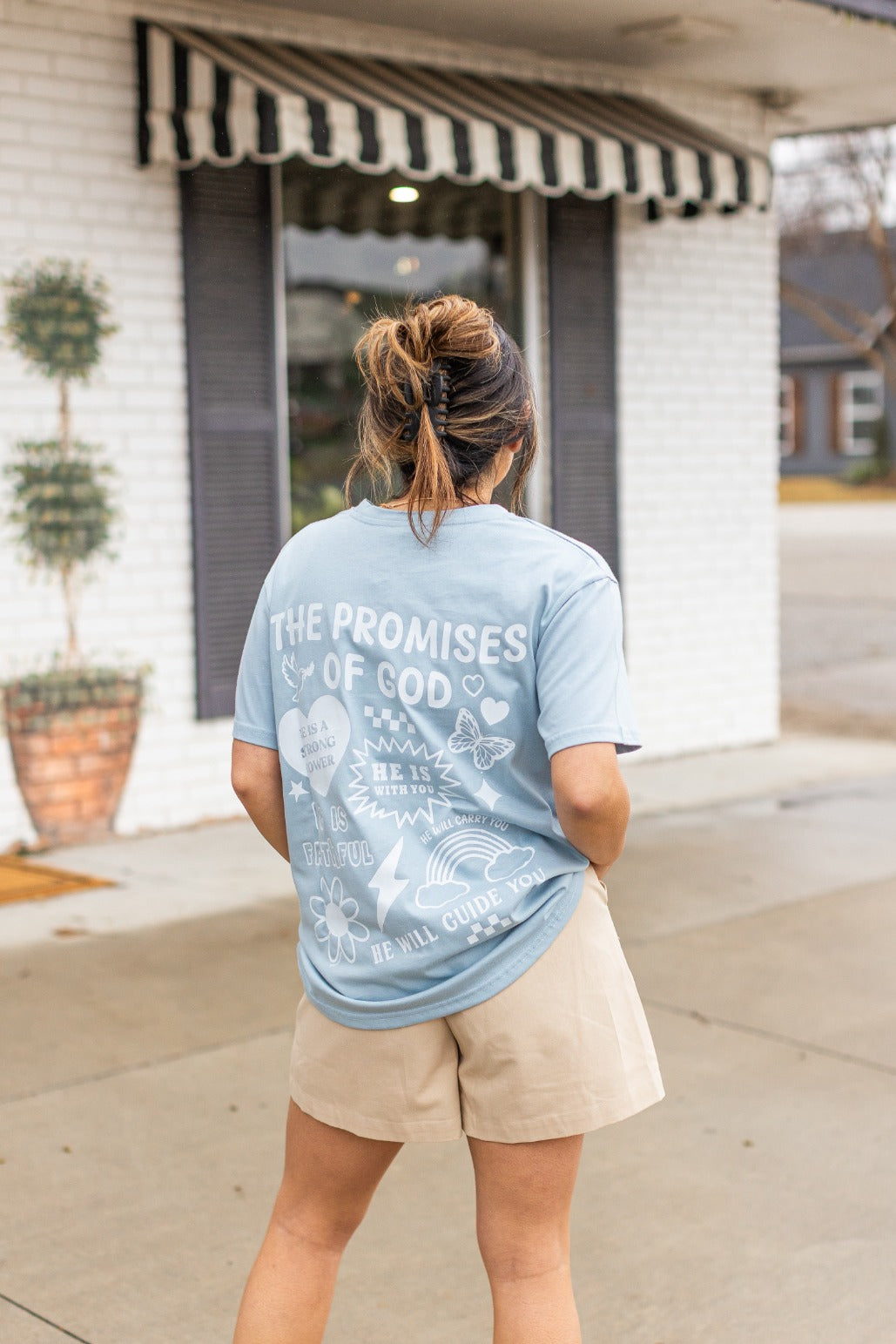 Promises of God on Grey Blue Tee Shirt