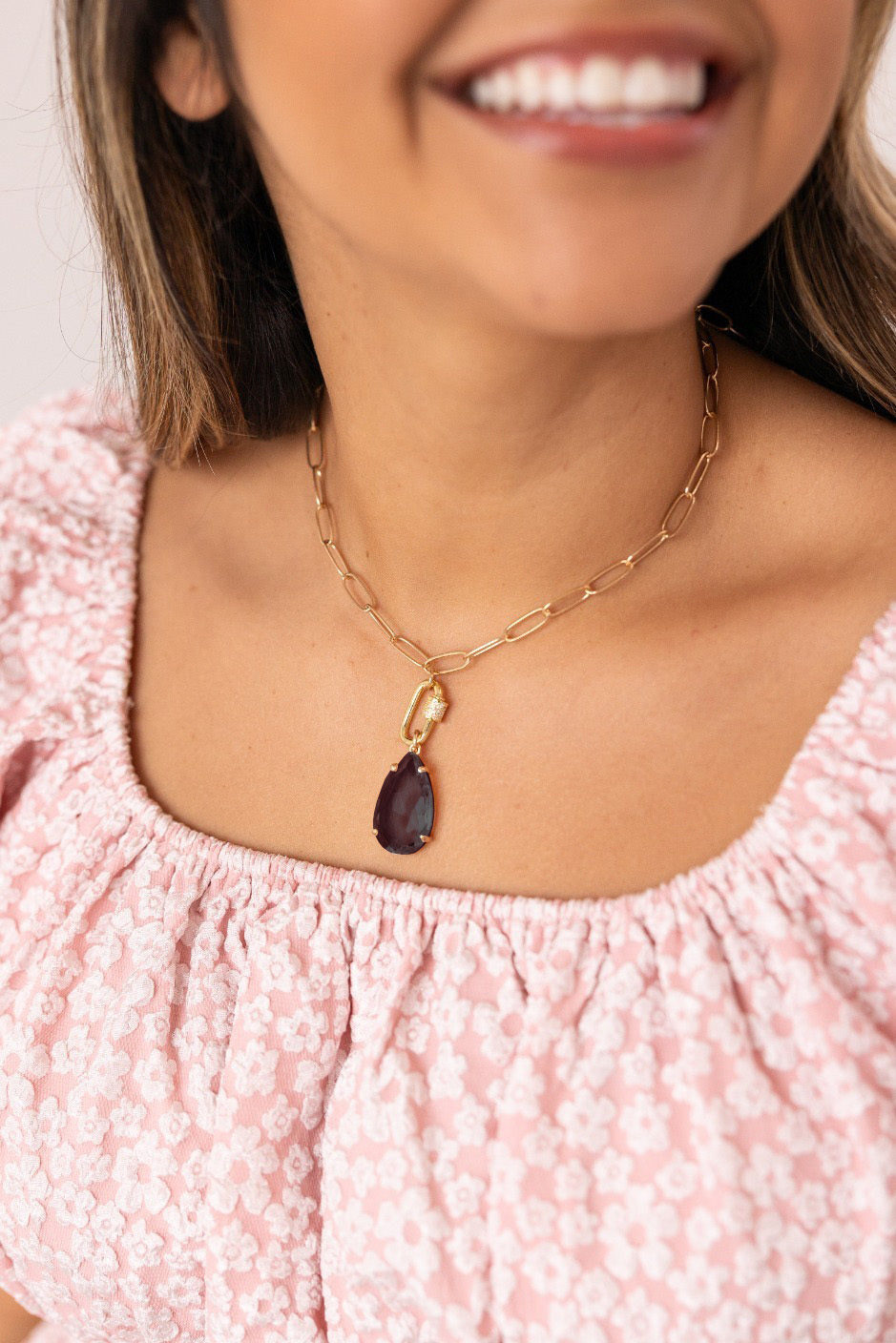 Black Crystal Drop Necklace