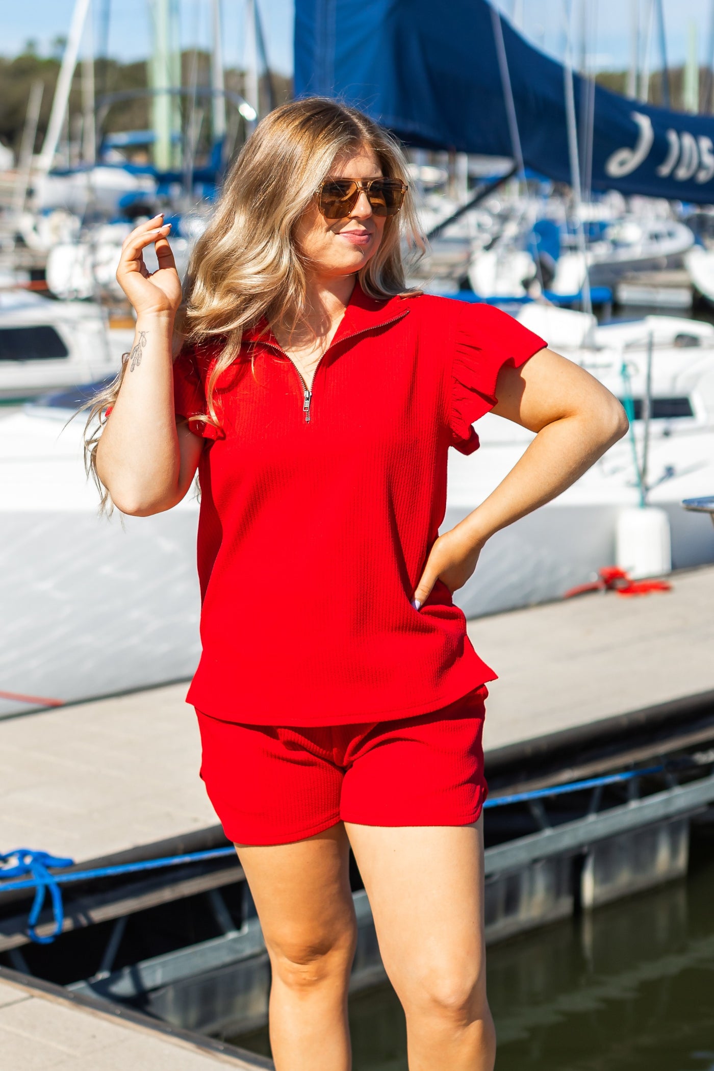 Red Knit Shorts
