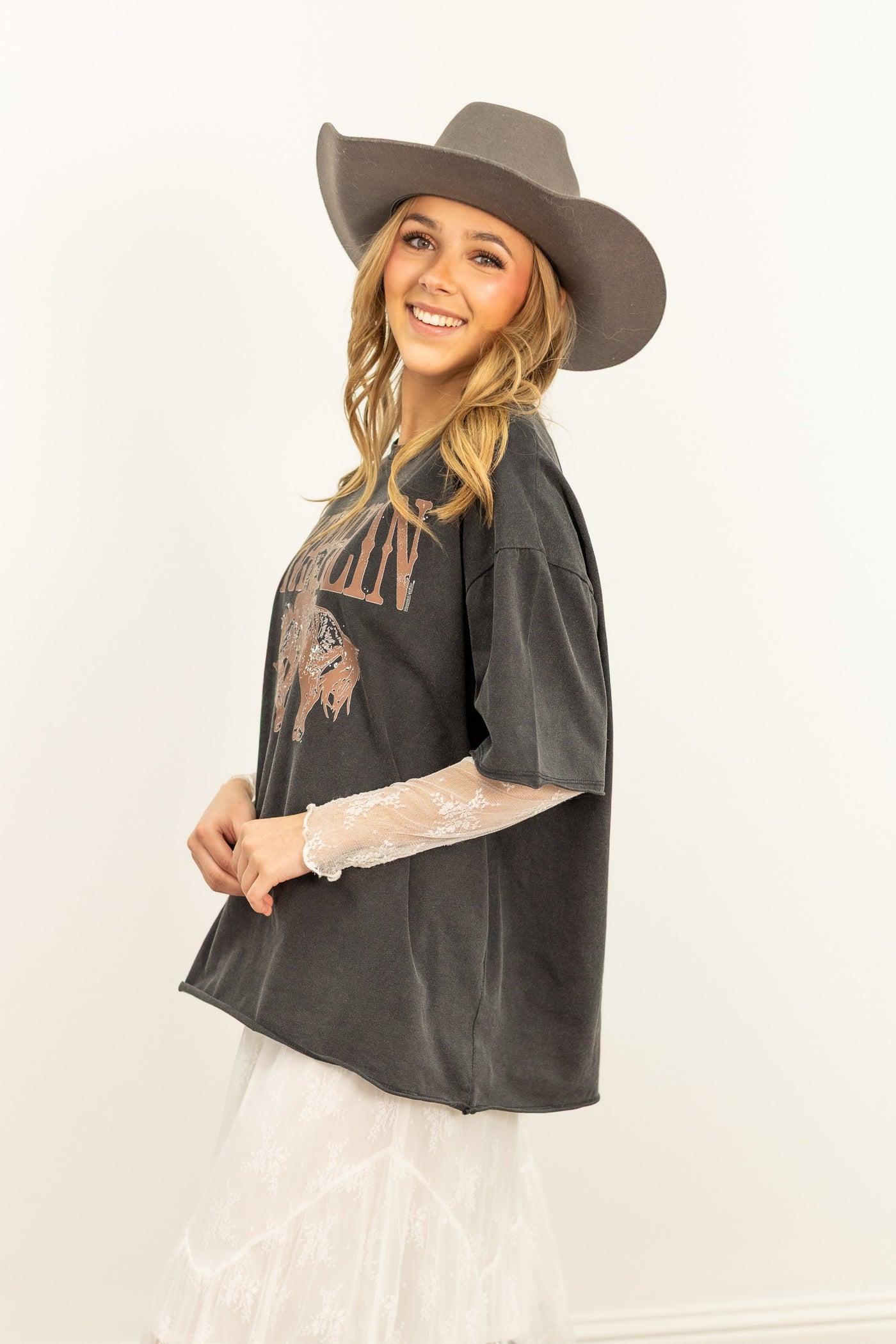Wranglin' on Black Tee