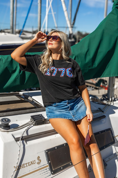 1776 On Black Wash Relaxed Fit Tee