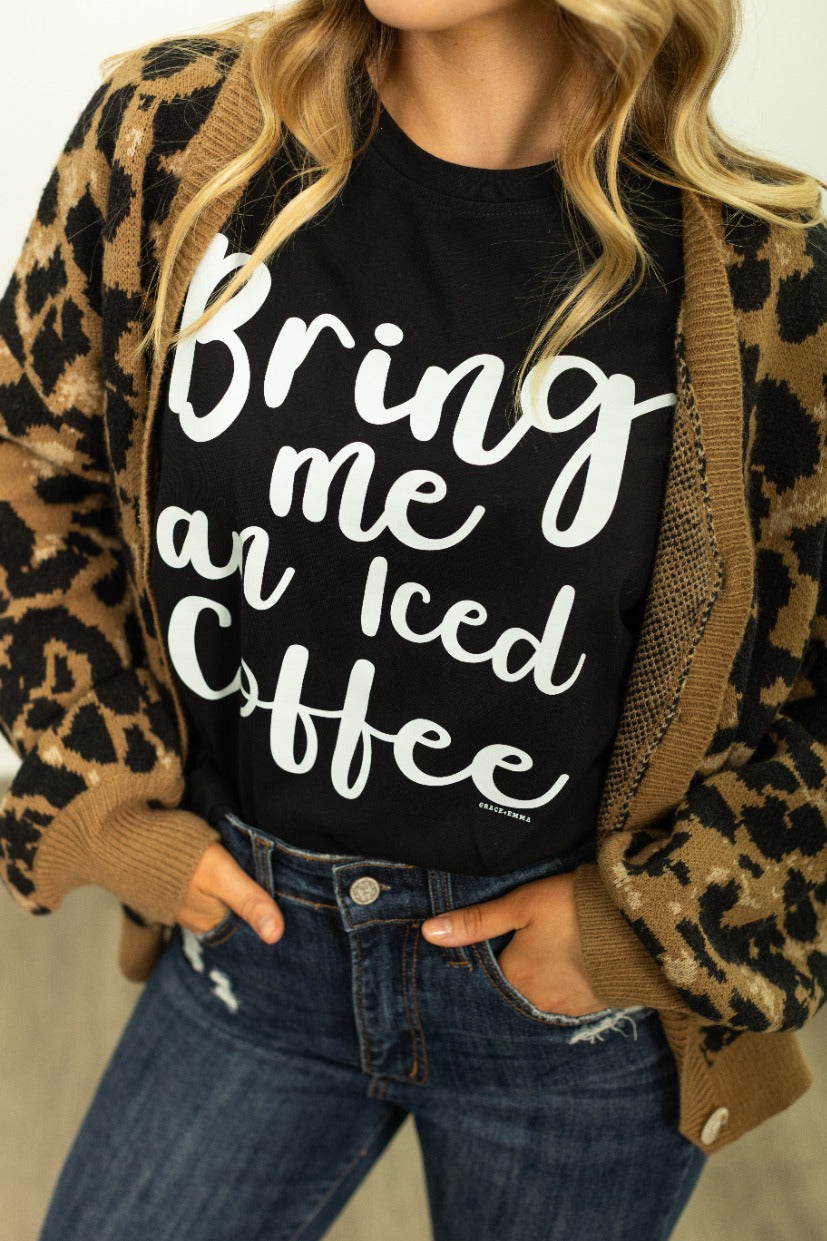 Cropped Cardigan Sweater, Leopard
