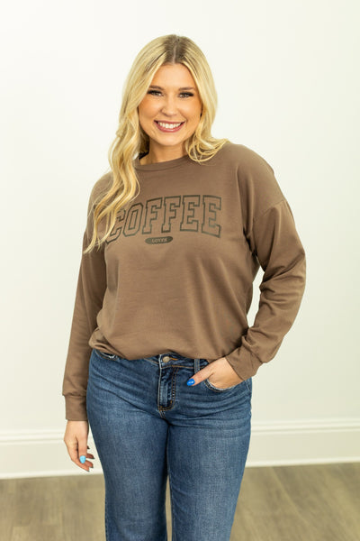 Coffee Lover on Light Weight Sweatshirt, Mocha