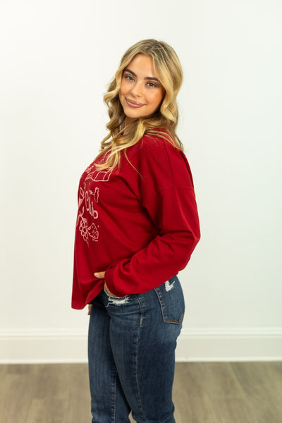 Wine Club on Light Weight Sweatshirt, Maroon