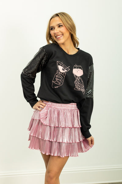 Pick Your Poison on Sequins Sweatshirt, Black