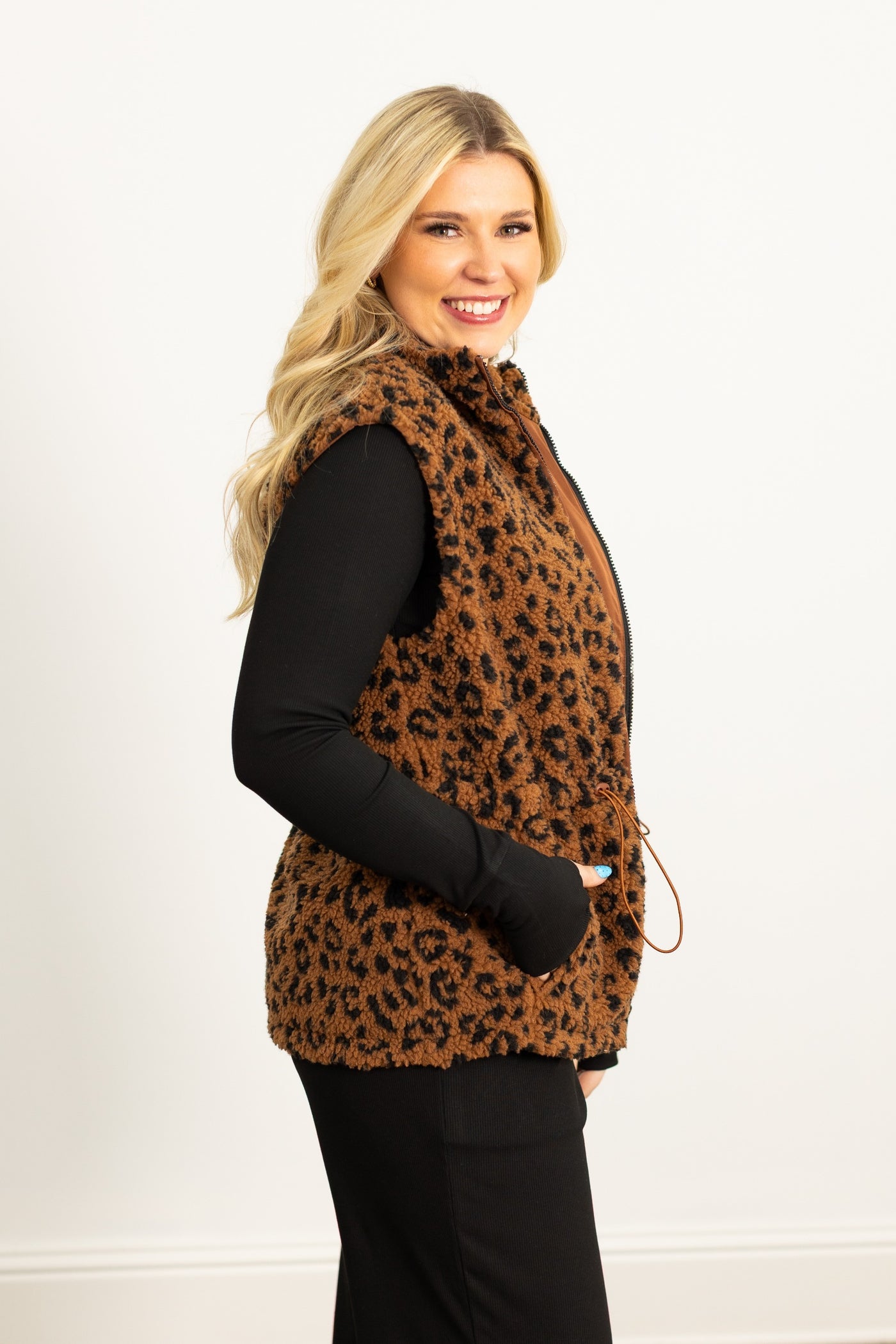 Sherpa Reversible Zip Vest, Leopard
