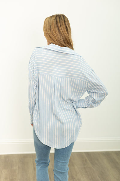 Kathryn Classic Button-Up, Blue Stripes