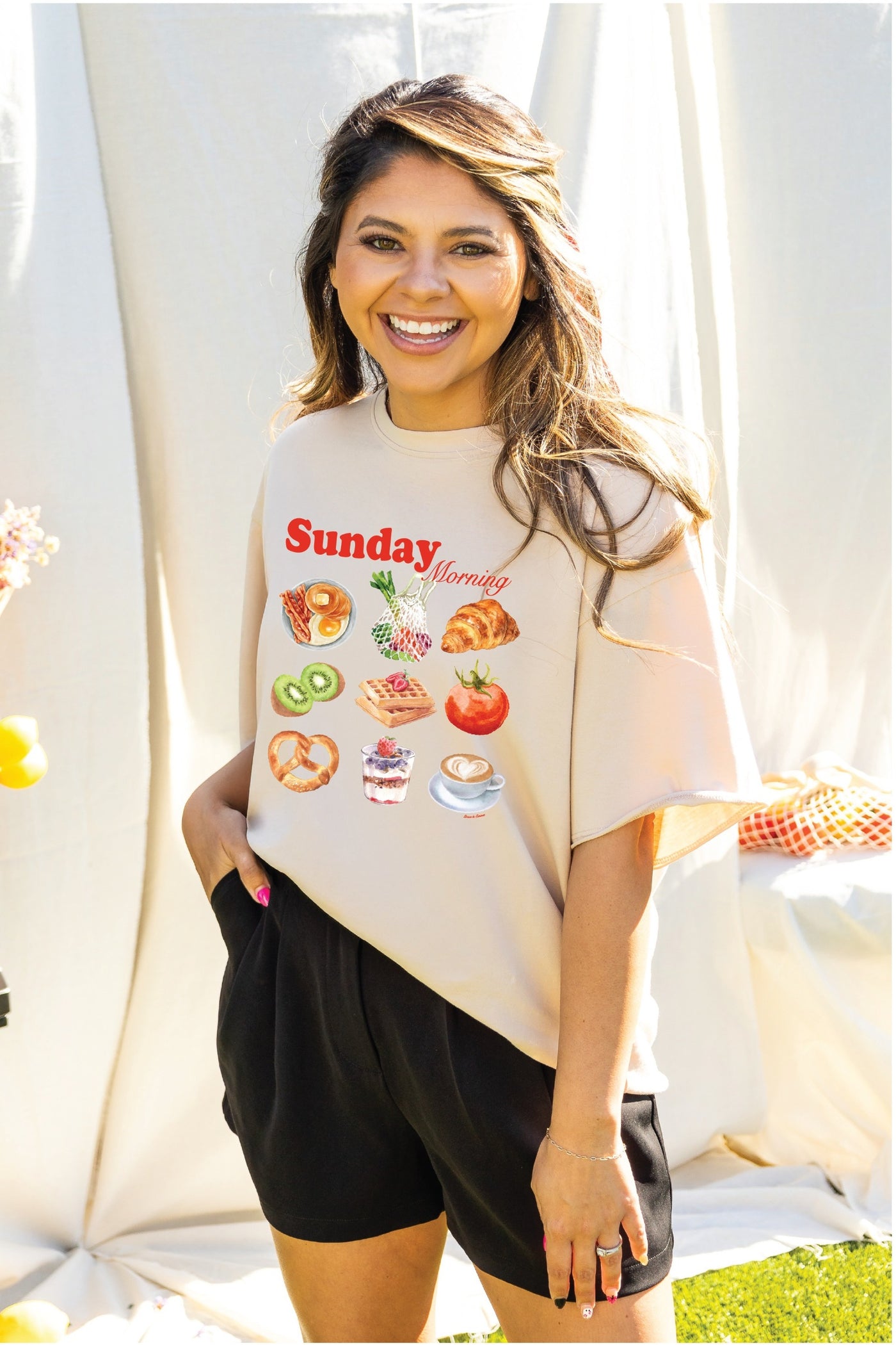 Sunday Morning On Beige Relaxed Fit Tee