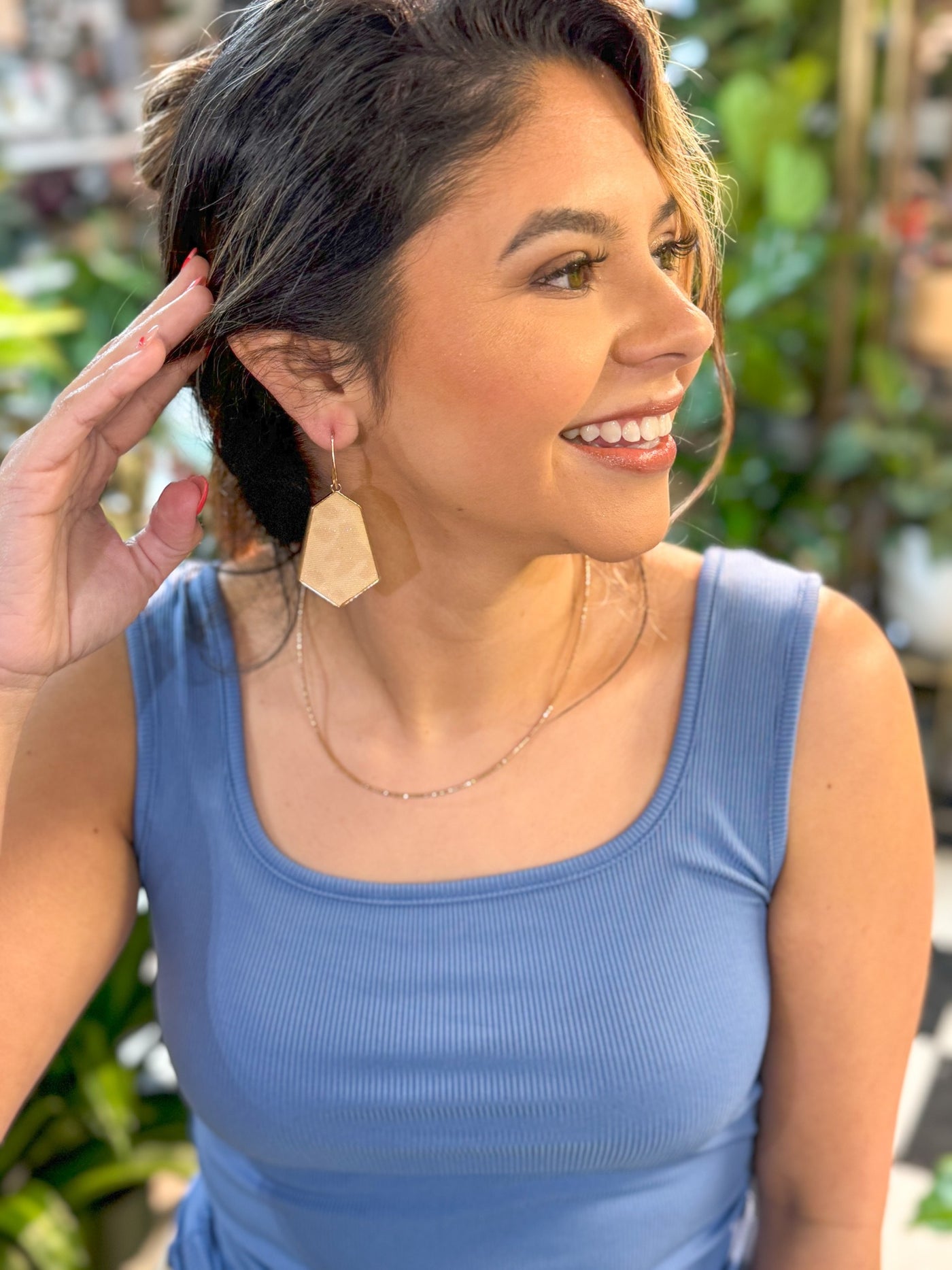 Serving Up Sass Shimmery Yellow Leopard Hexagon Earrings