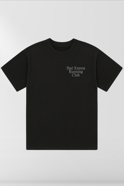 Bad Knees Running Club on Black Box Tee