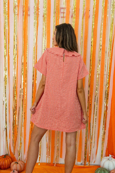 Orange and White Gingham Dress