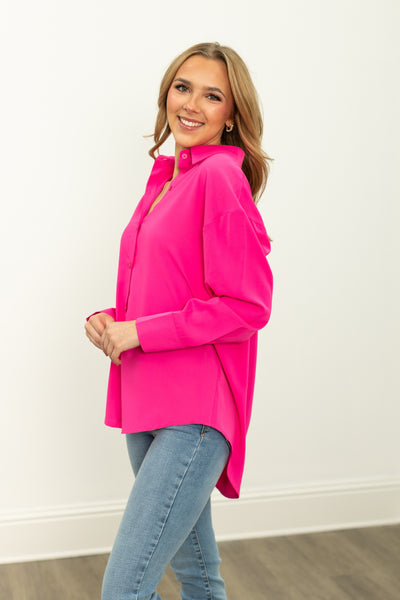 The Kathryn Button-Up, Hot Pink