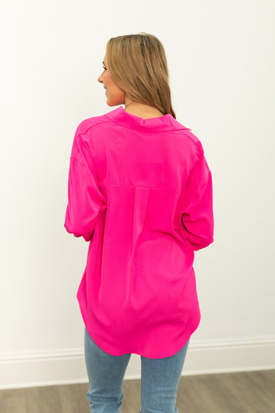 The Kathryn Button-Up, Hot Pink
