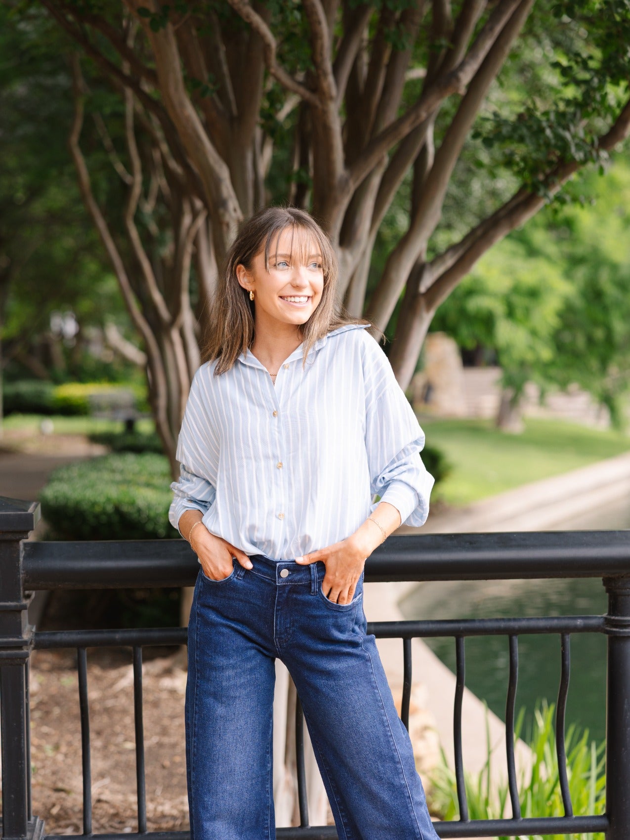 Kathryn Classic Button-Up, Blue Stripes