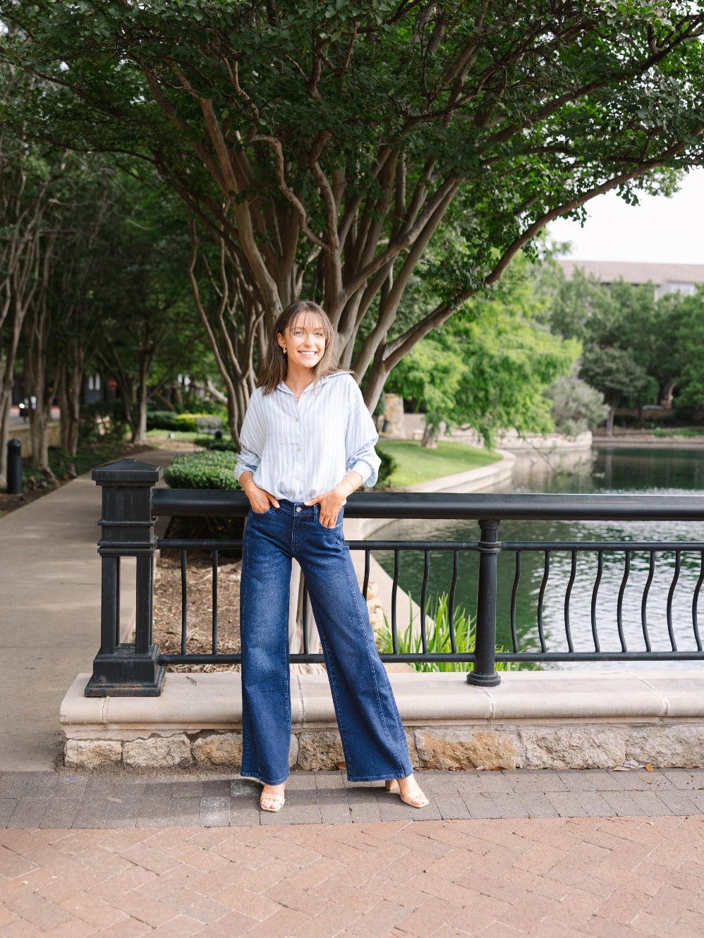 Kathryn Classic Button-Up, Blue Stripes
