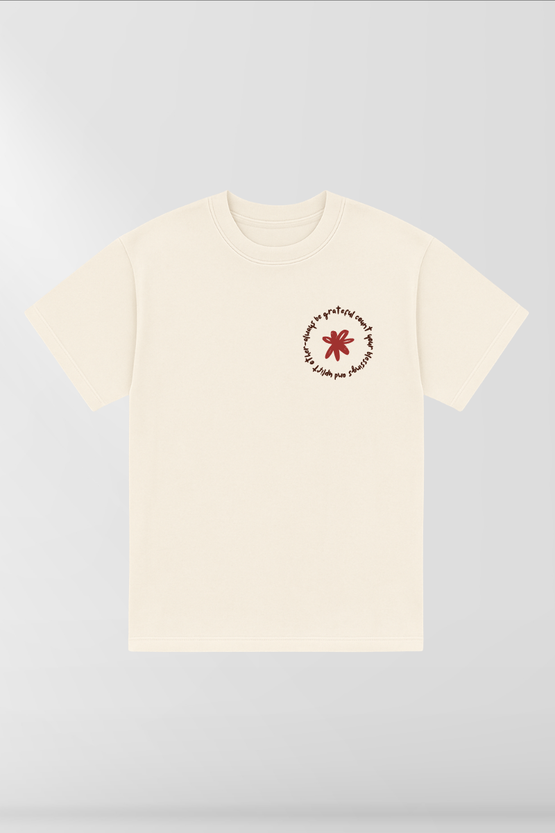 Always Be Grateful on Cream Box Tee