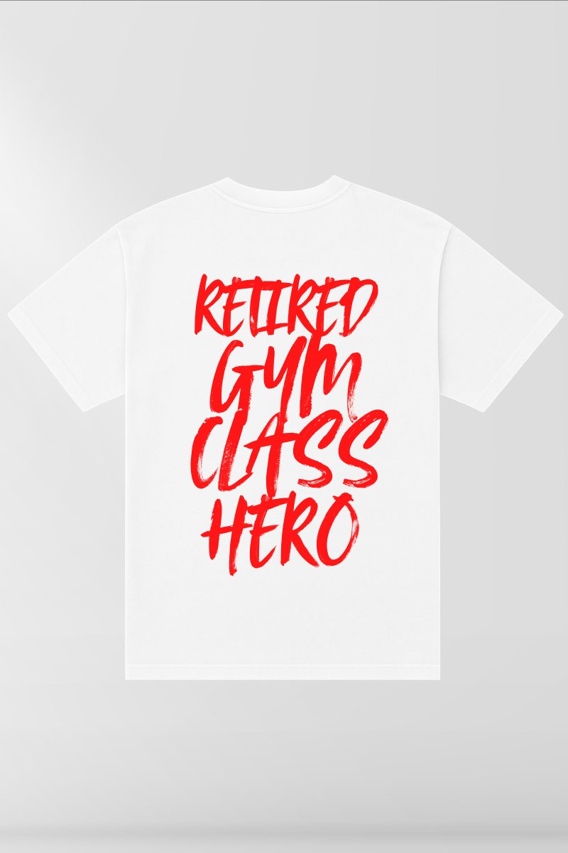 Retired Gym Class Hero on White Box Tee