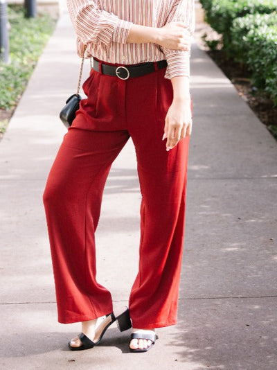 Pleat-Front Trousers, Maroon